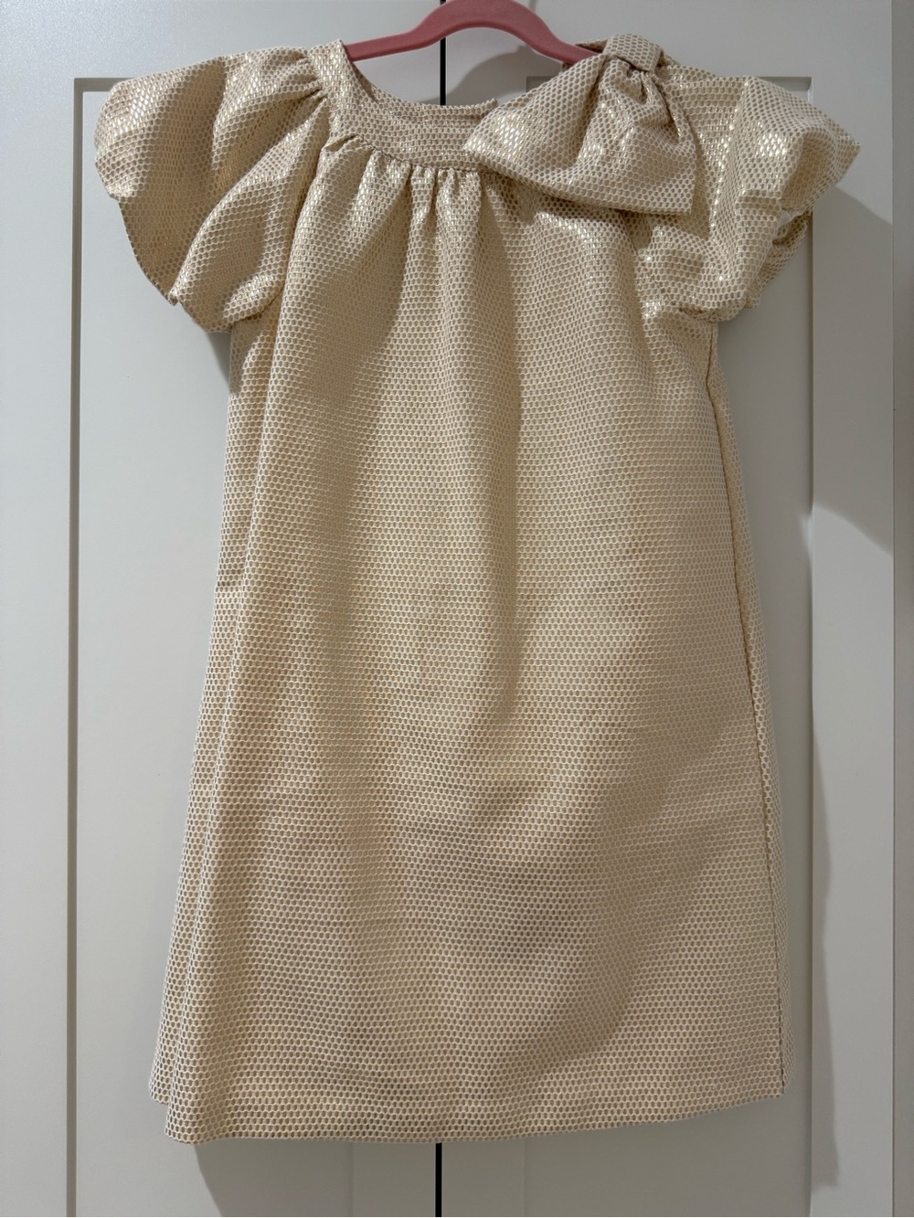 Girls Cream Party Dress with Peter Pan Collar